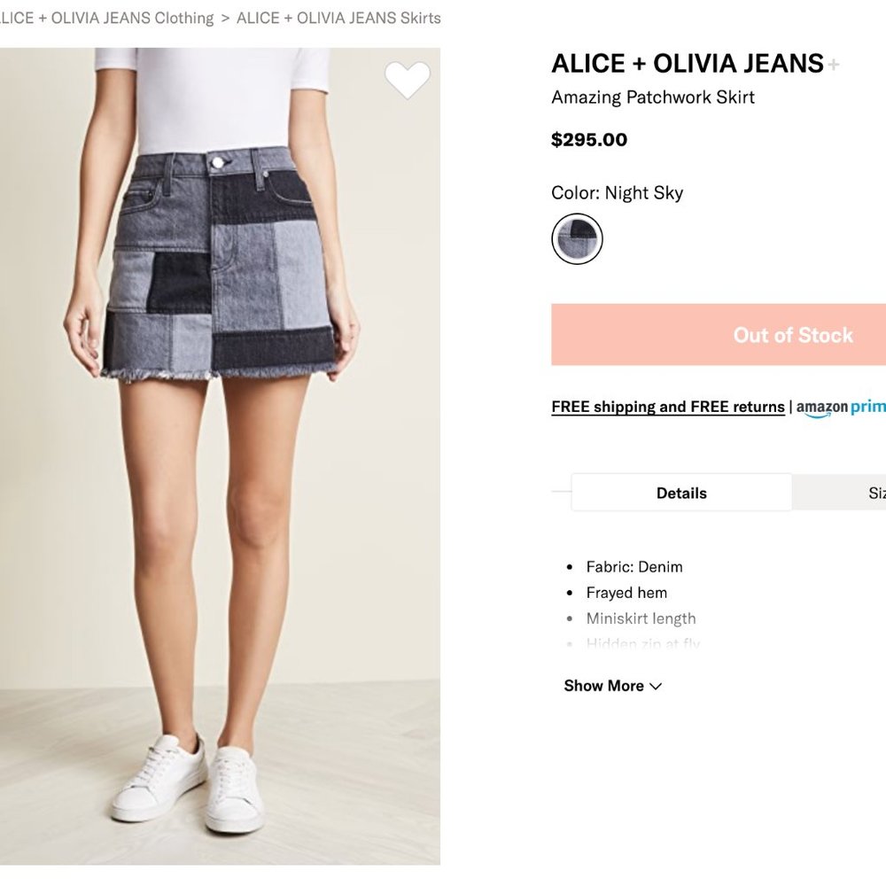 Alice + Olivia Denim Patchwork Skirt Night Sky